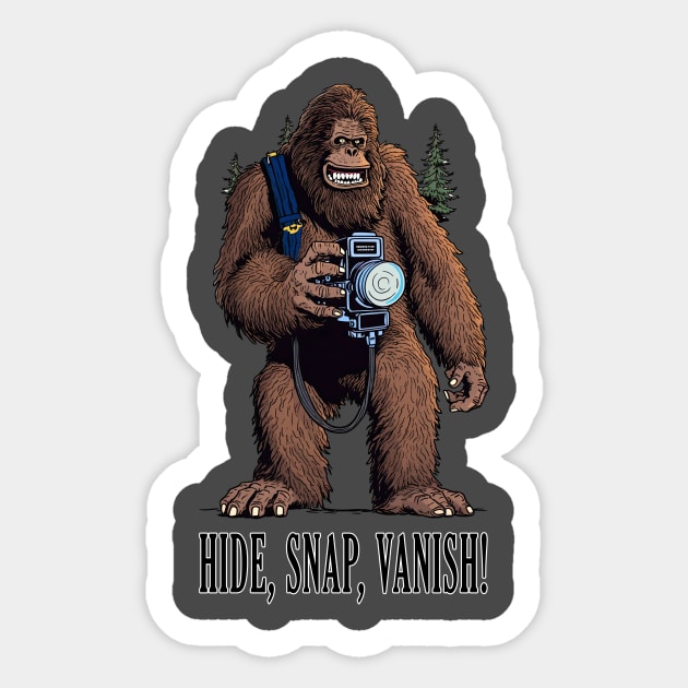 Bigfoot On A Human Photo Safari Sticker by MerlinArt